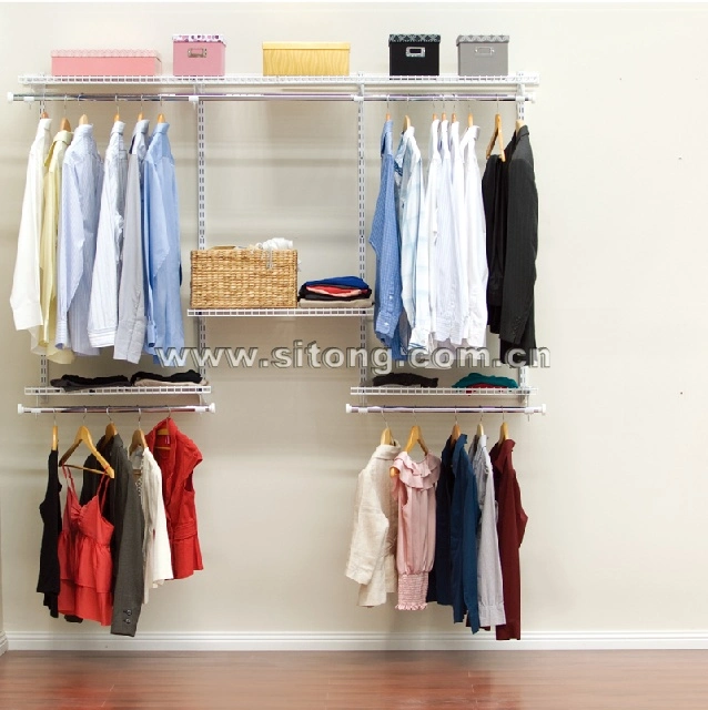 1.8m Metal Closet Shelving Kit with Chrome Finish and Satin Nickel Surface Treatment (CC-3)