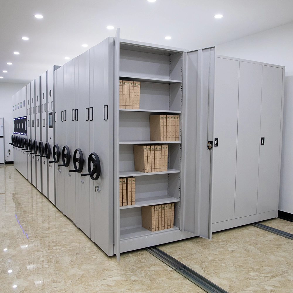 High Density Manual Mobile Shelving Bank Hospital Library Archive Mechanical Mobile Compactor