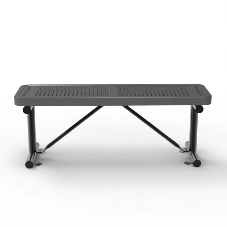 OEM 48" Rectangular Perforated Single Chair Black Park/Outdoor Metal Steel Thermoplastic Bench